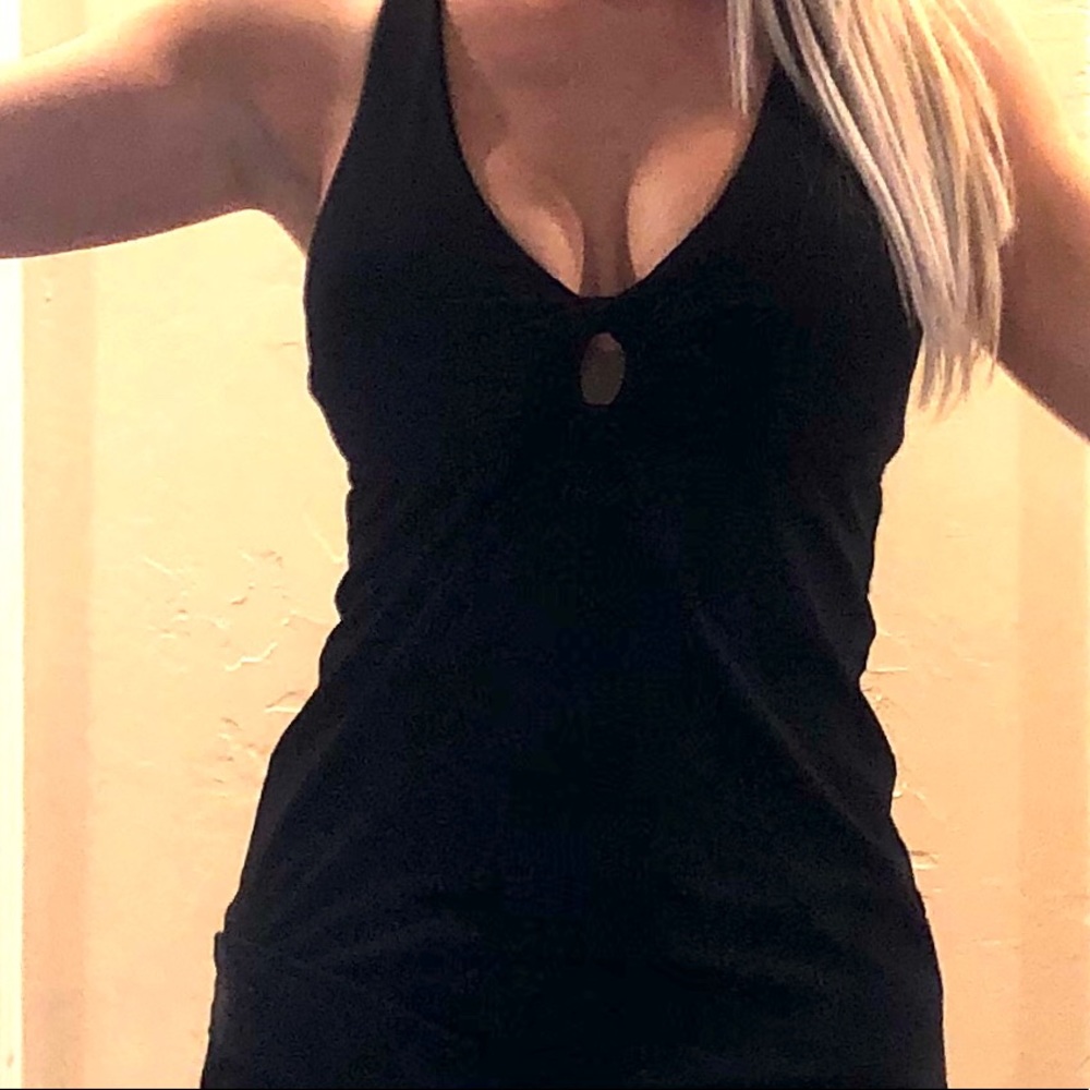 Black tank top with built in padded bra